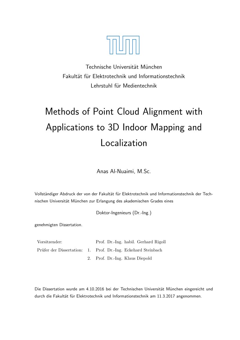Figure: Methods of Point Cloud Alignment with Applications to 3D Indoor Mapping and Localization